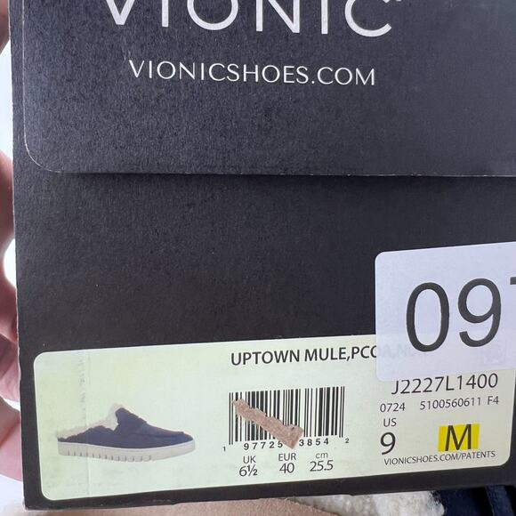 Vionic Uptown Mule Faux Shearling Lined Slip On Shoes Peacoat Blue Womens 9M - Picture 10 of 10